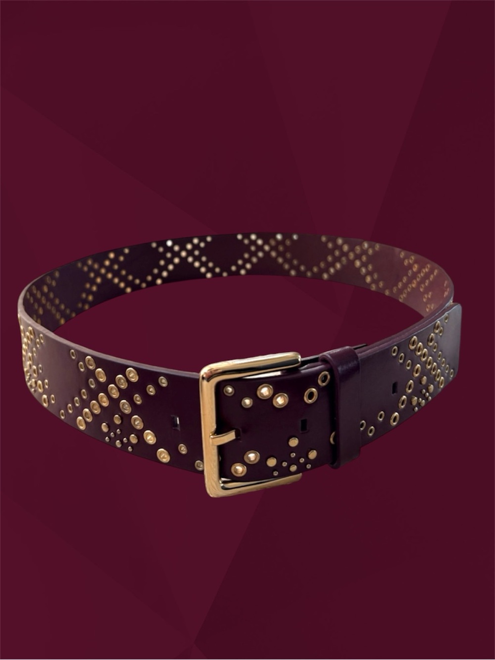 Rebecca Minkoff Burgundy Leather Gold Grommets Belt Size S/M/L